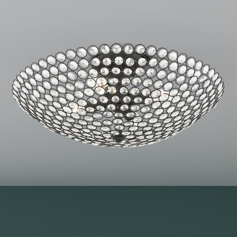Plafonnier semi-encastré 19,75 po Ludie, Noir, 19.75"
