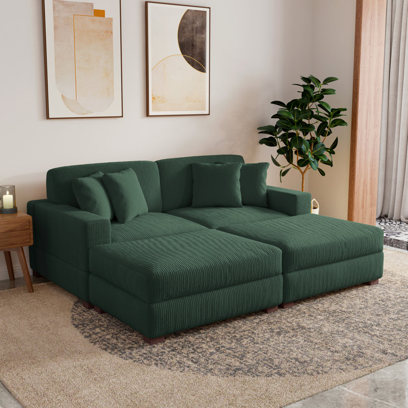 Milbrey 210.1Cm Square Arms Sleeper, Hunter Green