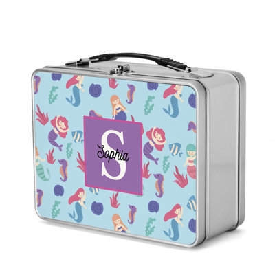 Custom Stainless Steel Lunch Box, Cute Mermaids Design, Easy-To-Open, BPA-Free, 8.6" X 6.6" For Kids