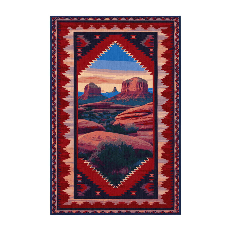  Tapis lavable Sedona Sunset Southwestern, Rectangle 6 pi x 9 pi