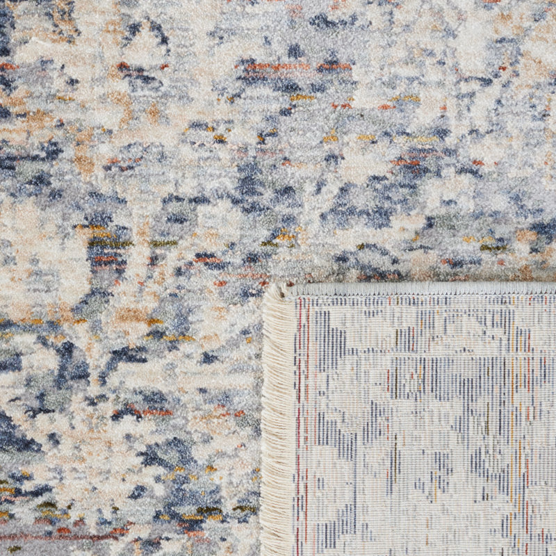 Tapis bleu clair / ivoire tissé à la machine Ralph Lauren Valerie, Rectangle 7 pi 9 po x 10 pi