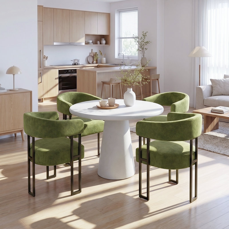 Fauteuil de salle à manger rembourré en velours - hauteur de l'assise: 18,1 po, 4, Vert