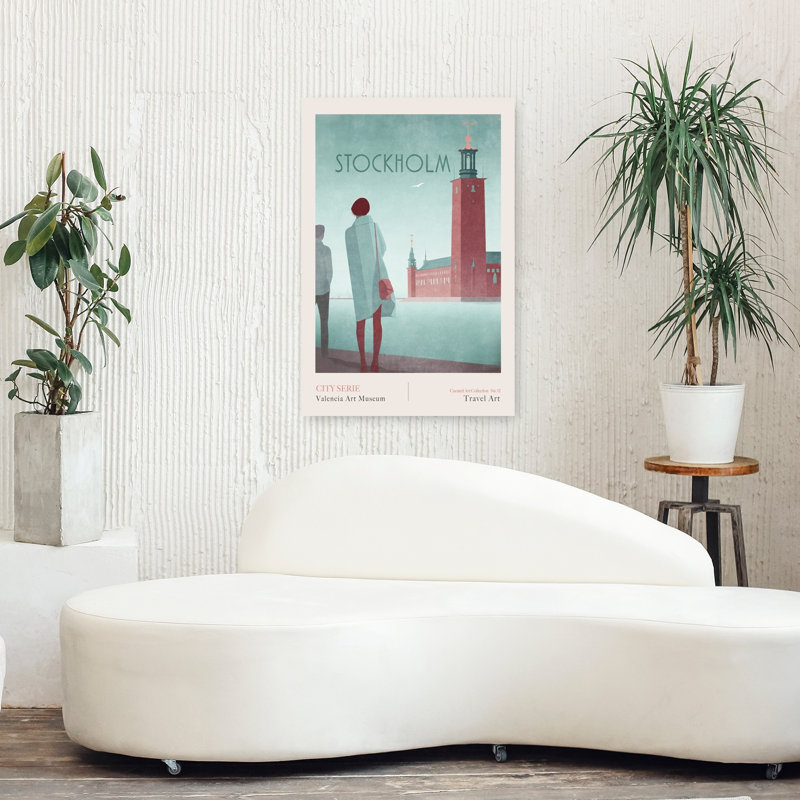 Stockholm 2 - Stockholm City Hall Elegant Retro Serene Architecture City Wall Art Print 1 Piece Wrapped Canvas Wall Art