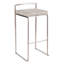 Tabouret de bar contemporain empilable avec coussin en tissu Cowboy gris clair et structure en acier inoxydable - ensemble de 2