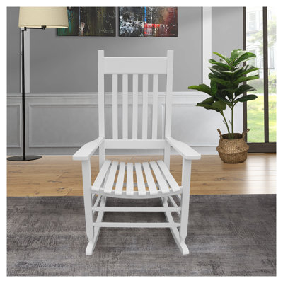 Chaise berçante blanche en bois massif pour terrasse et balcon