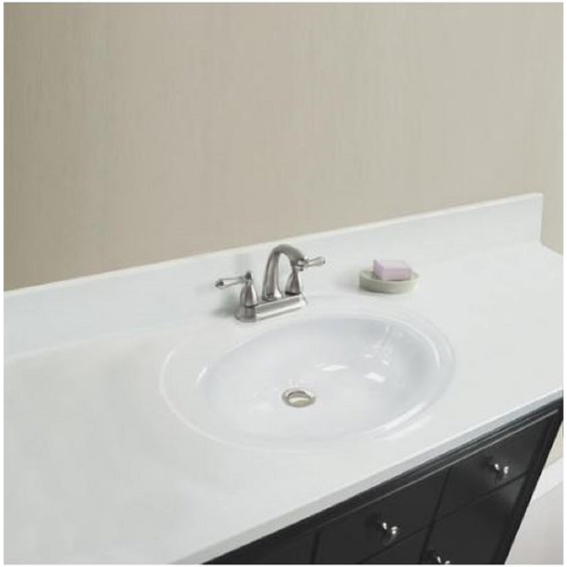Plateau de meuble-lavabo simple 49 po en blanc avec lavabo