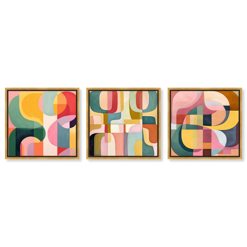 Oliver Gal Palm Springs Scenes Set Abstract - High-Gloss Gel Framed Canvas Art, 41" H x 41" W, Gold