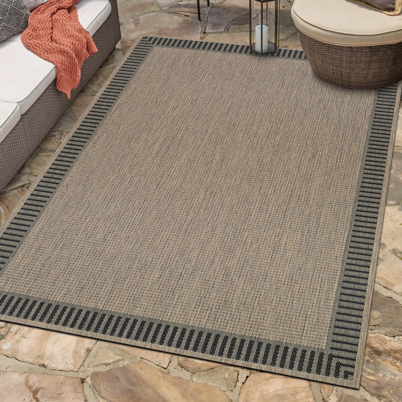 Tapis d'extérieur noir cacao Wachapreague, Rectangle 5 pi 3 po x 7 pi 6 po