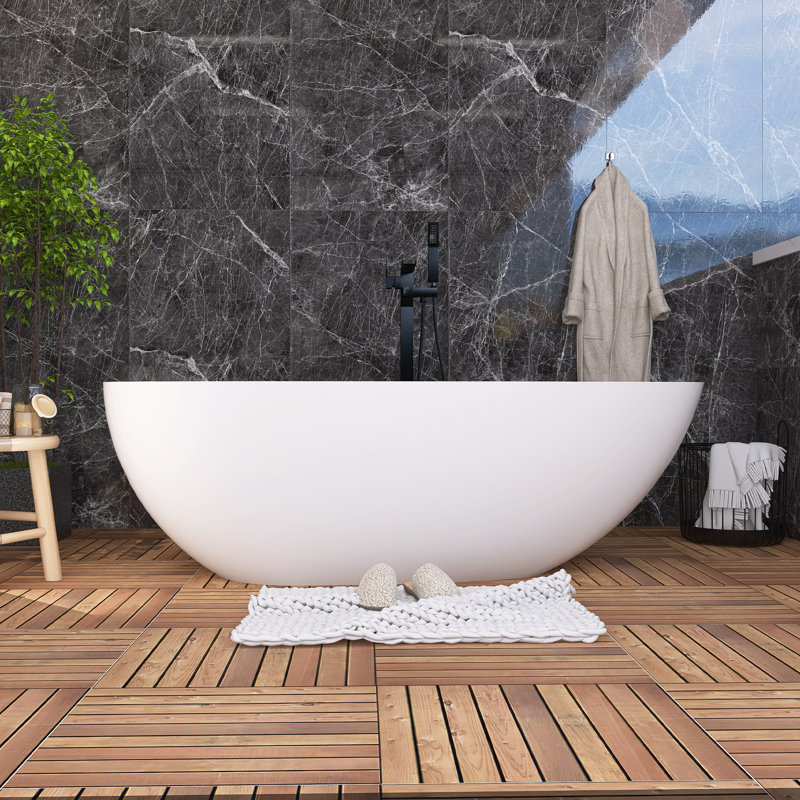 Baignoire de trempage autoportante à surface solide de 67 po en blanc mat