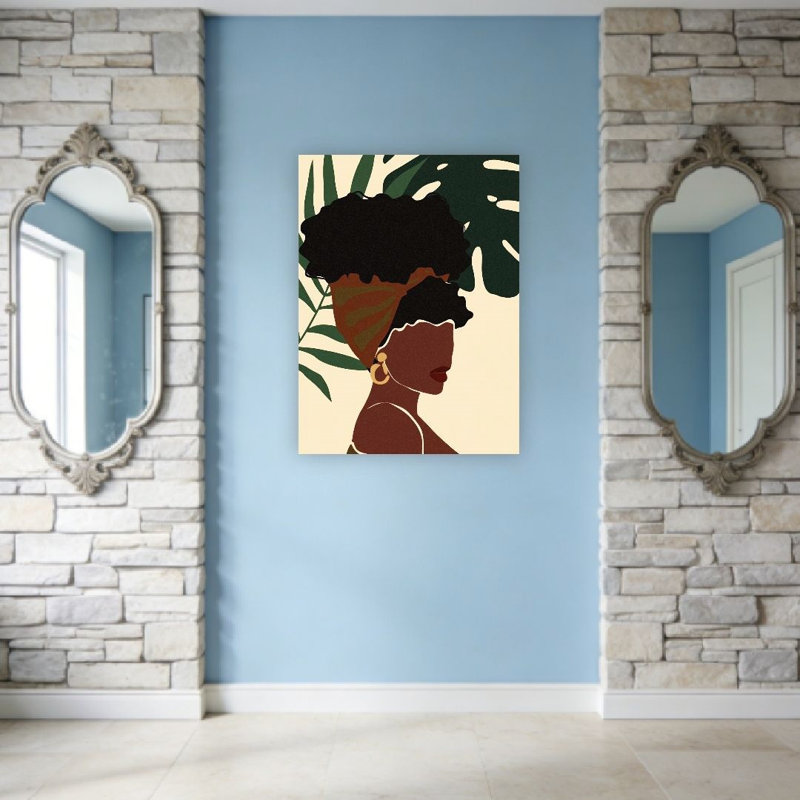 «Black Woman Botanical», art mural non encadré, L 36 po x l 24 po