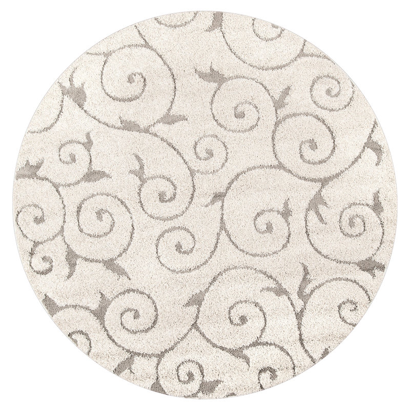 Pipers Contemporary Shag Performance Cream/Beige Rug, Round 7'10"