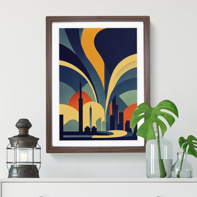 XV1022-707X Art Deco City Skyline No.4 1 Piece Single Picture Frame Wall Art