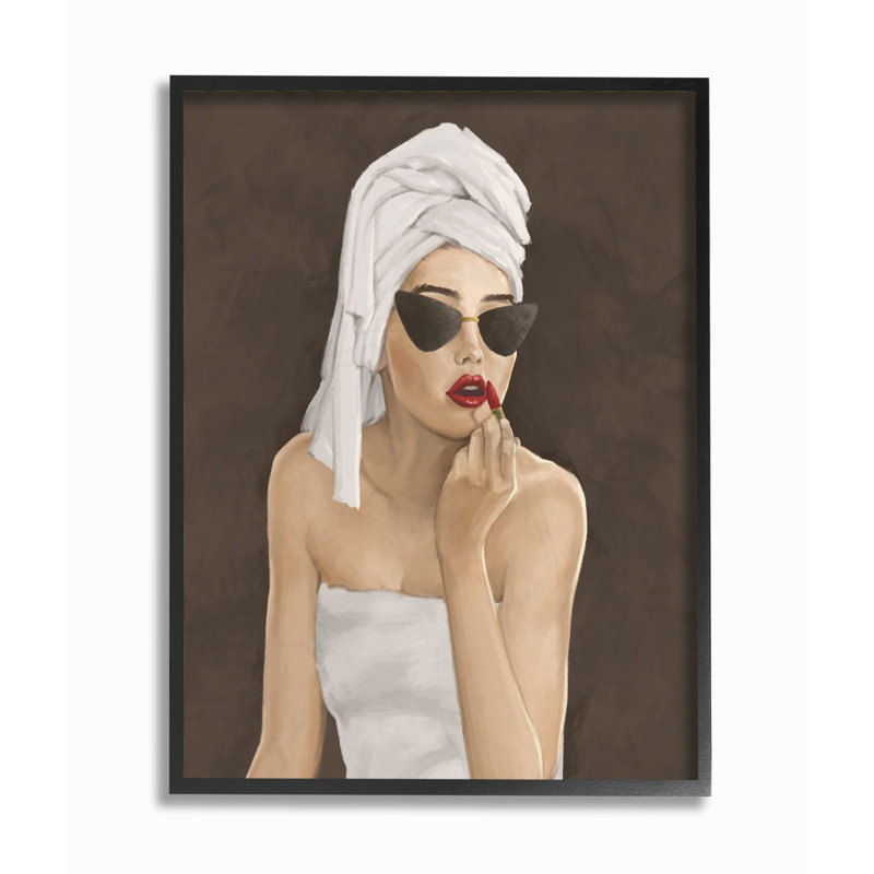 Créateur de mode, maquillage, maquillage, brun rouge, Giclée encadrée noir minuit, H 30 po x l 24 po