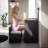 Bedside Makeup Vanity  W/ Stool Black Storage Drawers Nickle Pulls Handles Vanity Led Contemporary Style