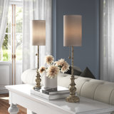 Joanna 28" Distressed Tan/Brown Buffet Lamp