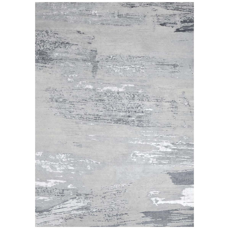 Tapis tissé à la main en ivoire / gris, Rectangle 8 pi 9 po x 11 pi 9 po