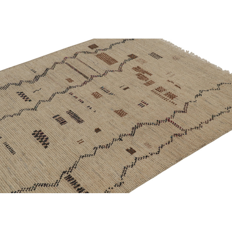 Moroccan Hand Knotted Geometric Area Rug, Rectangle 10' x 14'