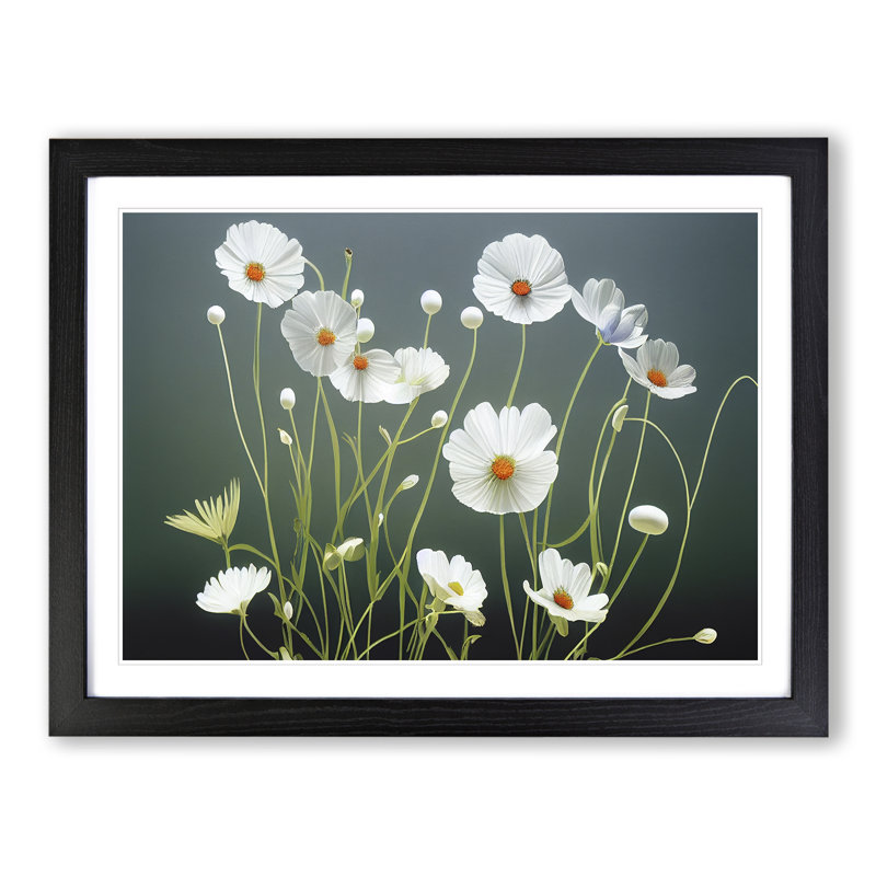 Pretty Wildflowers Floral - Single Picture Frame Painting, 25cm H x 34cm W x 2cm D, Black
