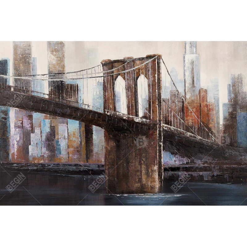 Urban brooklyn bridge Bath Mat with Non-Slip Backing - Quick Dry Memory Foam Bathroom Rug - Absorbent - Modern Plush Spa-Style - Machine Washable