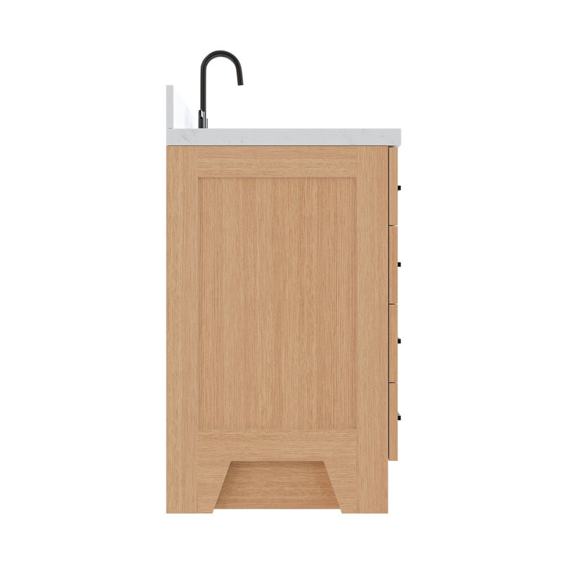37 IN.  Single Bathroom Vanity, Left, Oval, Natural Oak