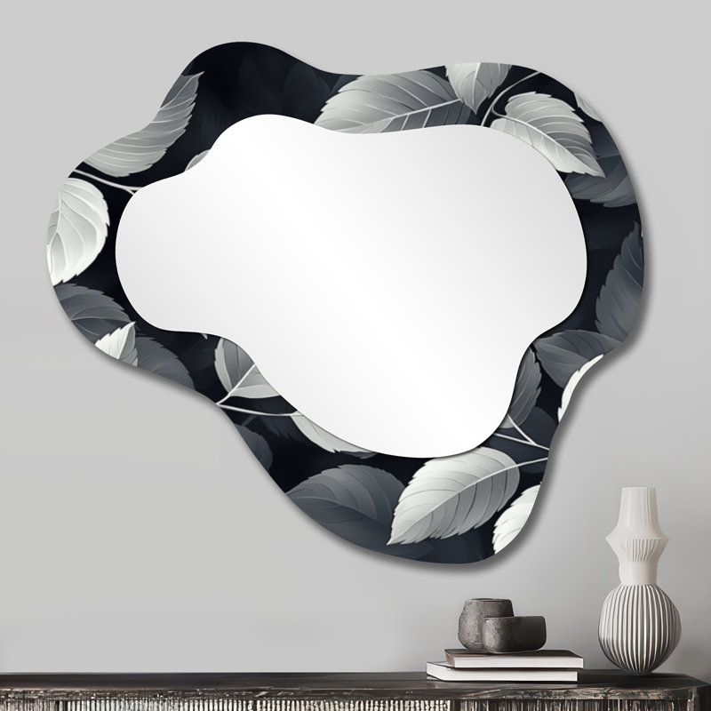 Miroir de salle de bain Slate Grey Leaves Beauty I - Leaves, 25 po x 28 po