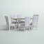Ensemble de table et chaises de cuisine 7 pièces comprenant une table de salle à manger rectangulaire avec pieds en X et 6 chaises rembourrées en tissu de lin gris, lin brossé blanc-986784948-986784970-986903595
