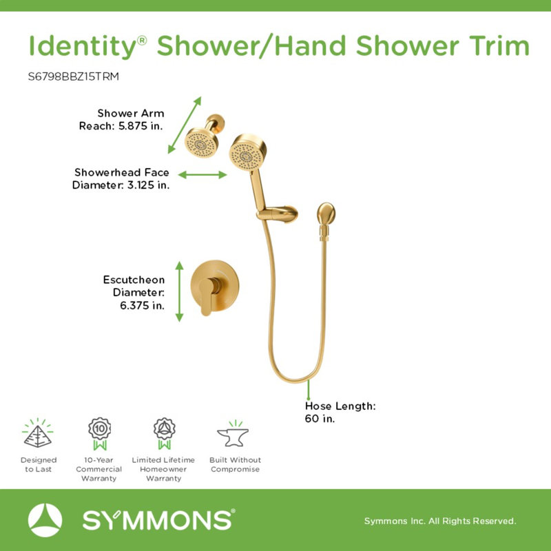 Identity HydroMersion Single Handle Fixed and Handheld Shower System, Bronze