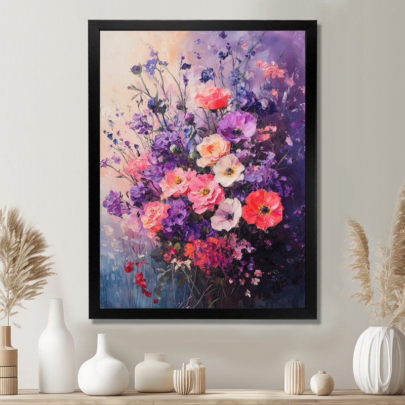 Sarita - art mural floral, H 20 po x l 12 po, Reproduction encadrée d'une seule photo, Noir, noir, noir, noir