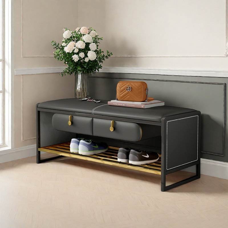 Banc de rangement pour tabouret 47,2 po, Gris