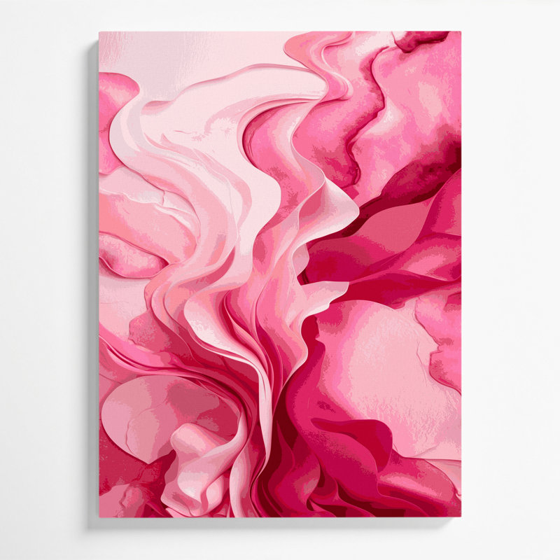 Aquarelle abstraite, art mural sur toile rose, H 20 po x l 30 po