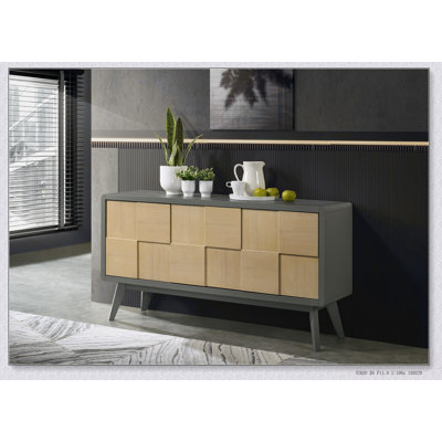 Blayde Finish Server With Ample Storage And Two-Tone Design,  For Modern And Inviting Dining Rooms.