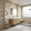 Étagère murale à 7 niveaux, blanche, flottante, décorative, avec bords arrondis, haute tablette verticale.