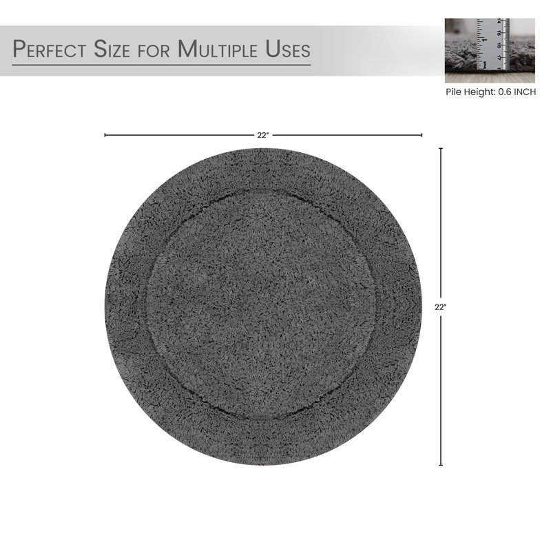 Tapis de salle de bain, Gris, Rond 22 po