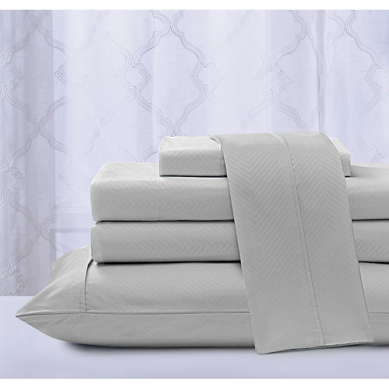 Ensemble de draps en rayonne 4 pièces, Ensemble de draps pour grand lit + un drap-housse , Argent
