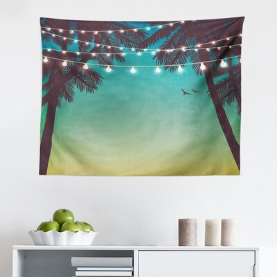 Ambesonne Nature Tapestry, Night Time Beach Sunset Design With Little Lantern And Island Palm Trees Art Print, Fabric Wall Hanging Decor For Bedroom L -  East Urban Home, 621DCE70D4DC43DA8E606E3A3EB6740B