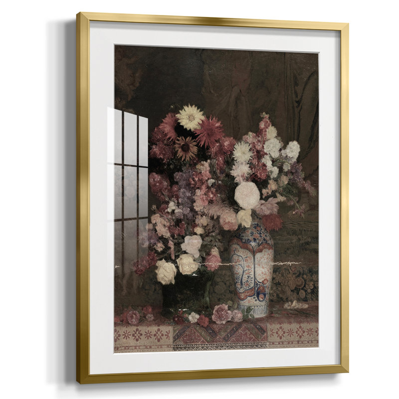 Imprimé floral rétro Cxxi - impression encadrée, Or