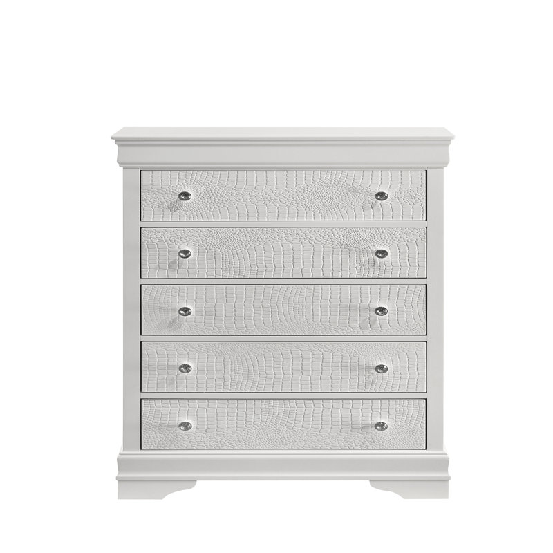 Commode 5 tiroirs Blaze, Blanc
