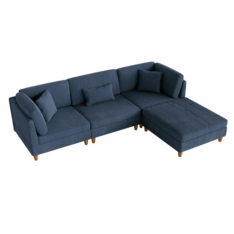 3 Seater Corduroy Corner Sofa 