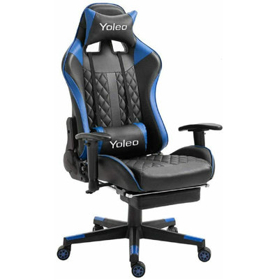 Yoleo Adjustable Reclining Ergonomic Faux Leather Swiveling PC & Racing Game Chair