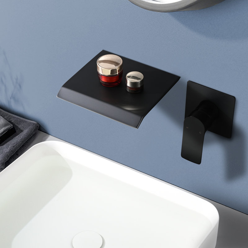 Wall Mount Waterfall Tub Faucet, Matte Black