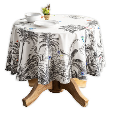Floral 100% Cotton Round Tablecloth