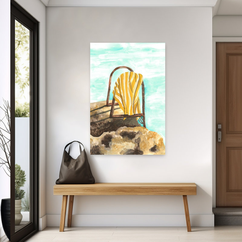 «Coastal Beach serviette» serein abstrait art mural côtier contemporain, H 60 po x l 40 po