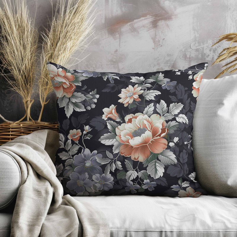 Coussin en faux suède English Twilight, Gris, Carré 16 po