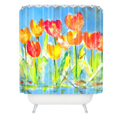 Rideau de douche simple avec tulipes spring