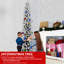 Arbre de Noël floqué au crayon - arbre en PVC mince avec pointes enneigées, conception peu encombrante, effet de neige réaliste, support en métal robuste, installation facile-1023734402