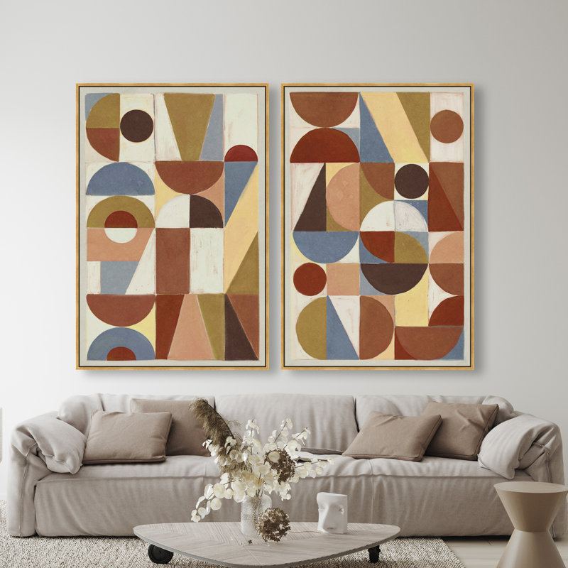 Tiled Set Set by Oliver Gal, 62"H x 42"W, Gold Floater Frame