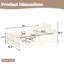 Lit plateforme pour enfant pleine grandeur avec garde-corps, tête de lit et bibliothèque latérale Bowknot, lit bas, pas de sommier, beige-132055045-132055042