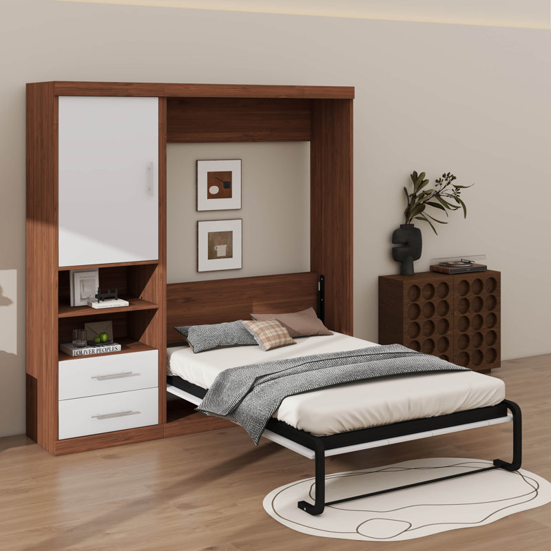 Lit escamotable double avec armoire, Double