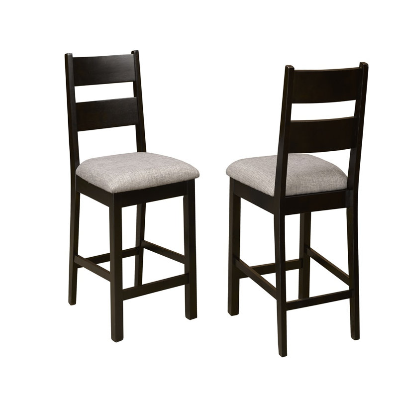 Ensemble de 2 tabourets de comptoir Elani, noir / chêne foncé