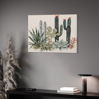 Collection de plantes du désert, cadre en bois intégré, art mural rustique du sud-ouest, 16 x 20